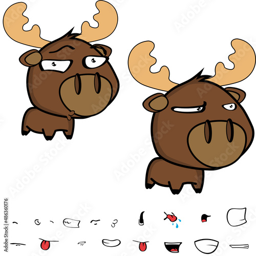 little moose kawaii cartoon expressions collection set illustration in vector format
