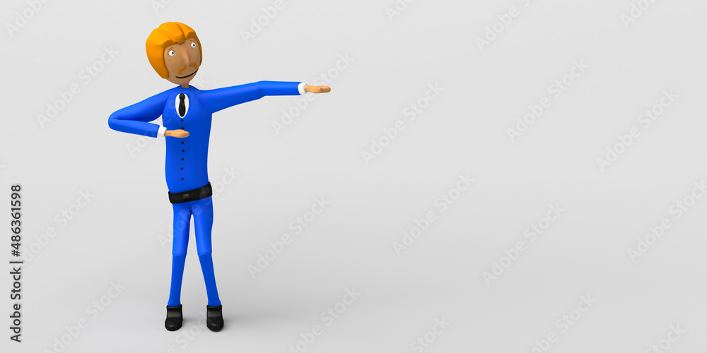 Businessman with gesture of achieving success on white background. Copy space. 3D illustration. Cartoon. Businessman with gesture of achieving success on white background. Copy space. 3D illustration. Cartoon.