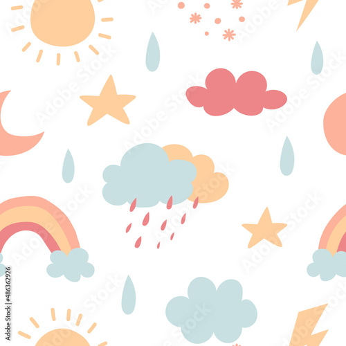 Vector seamless pattern boho weather