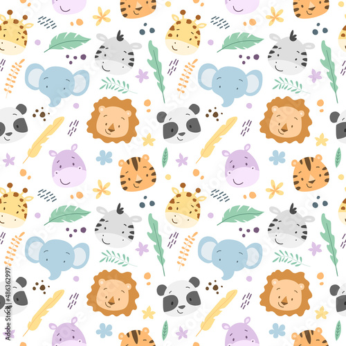 Vector seamless pattern tropical animals