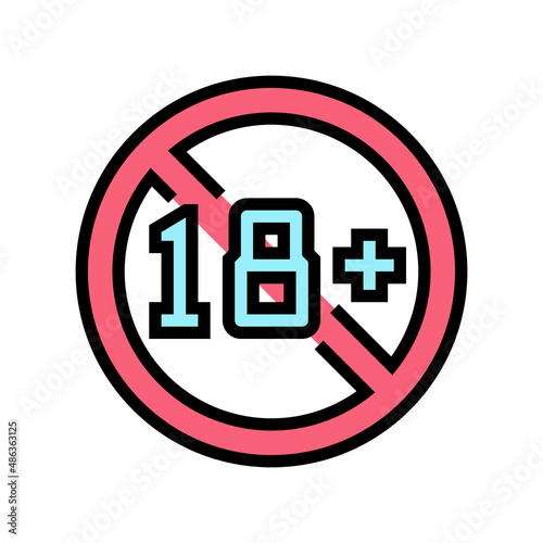 18 age restriction color icon vector. 18 age limit restriction sign. isolated symbol illustration