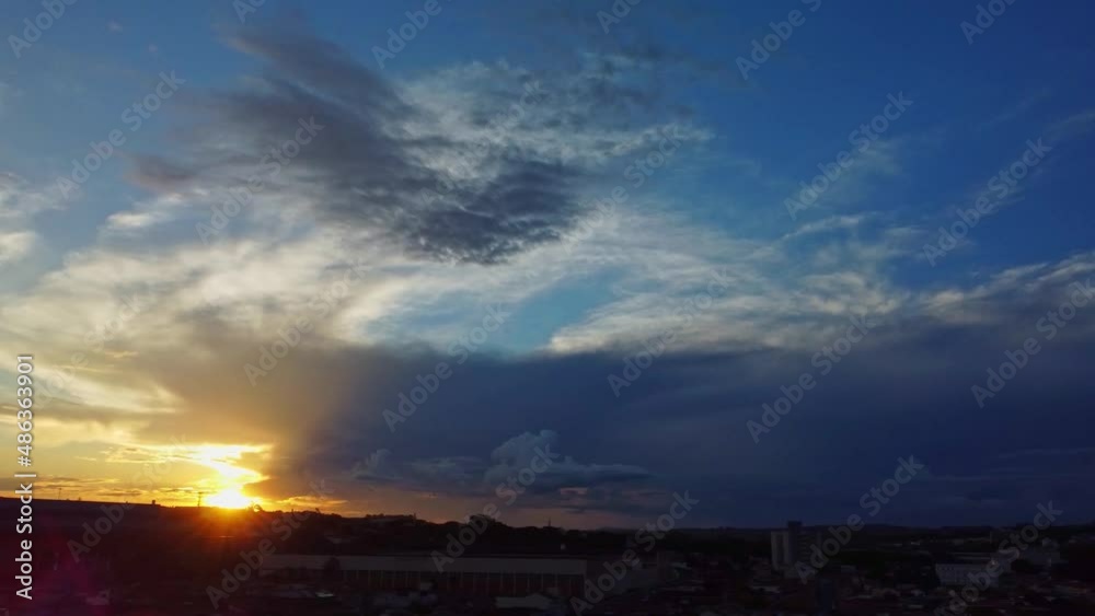 Sunset, beautiful and colorful sunset in Brazil summer, 4k, drone scene. Sunset, beautiful and colorful sunset in Brazil summer, 4k, drone scene.