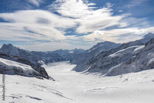 View from the Sphinx observation deck (Jungfraujoch) seeing a glacier