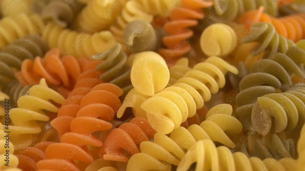 Rotation Background Of Tricolor Fusilli Pasta