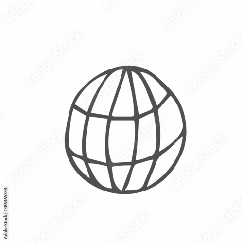 Earth globe icon isolated on a white background. Internet web icon. Vector simple illustration in the doodle style. Eco icon