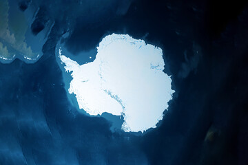 Poster Antarctica Antarctica gezien vanuit de ruimte  © Artsiom P
