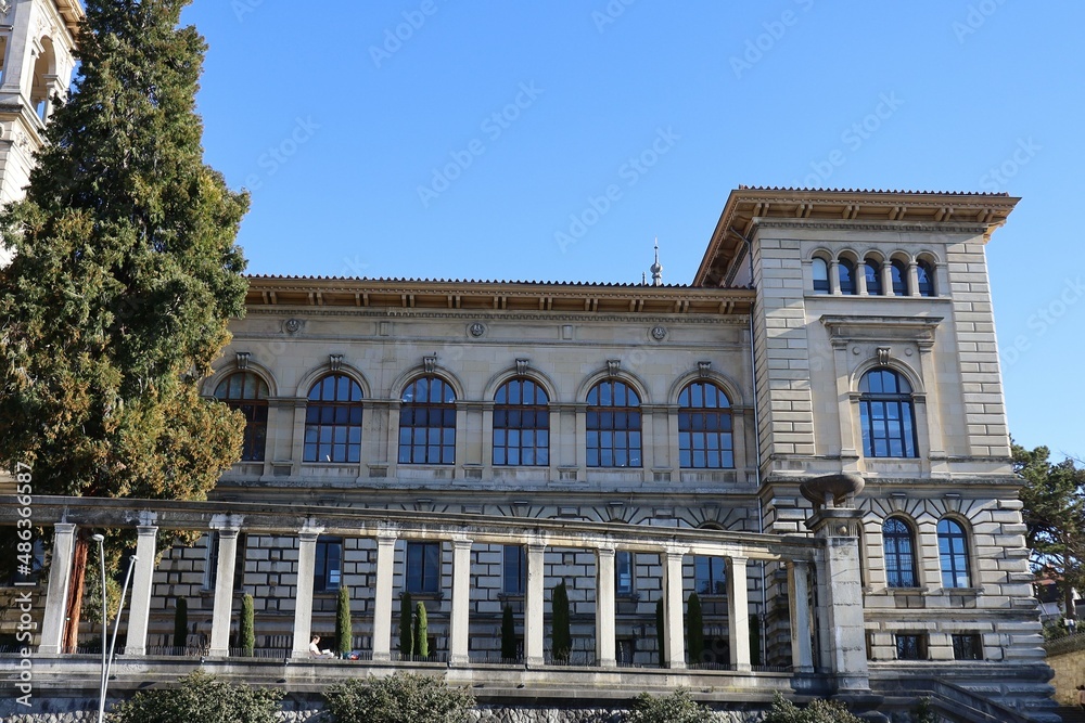 Le palais de Rumine, construit au 19eme siècle, vu de l'extérieur, ville de Lausanne, canton de Vaud, Suisse
