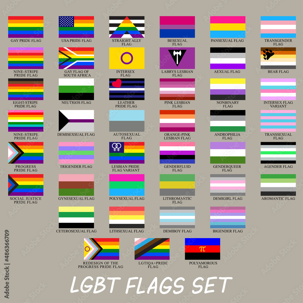 Vector symbols of the LGBT community. Set of LGBT flags. The rainbow pride  flag and other
