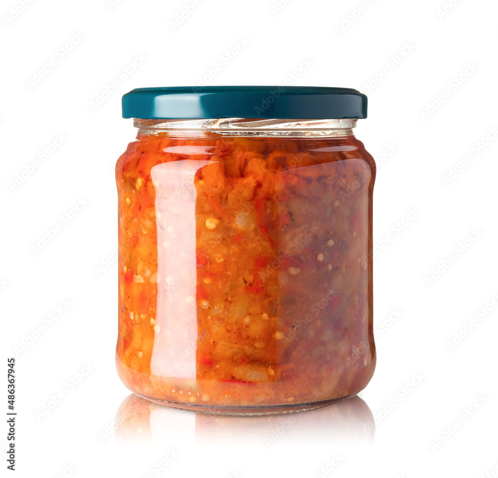 Pickled vegetables in jar isolated on white background Pickled vegetables in jar isolated on white background