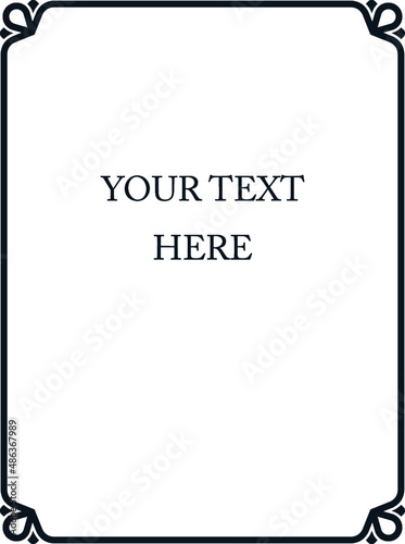 Page with a border frame and copy space. Simple vector vertical billboard, plaque, signboard or label 
