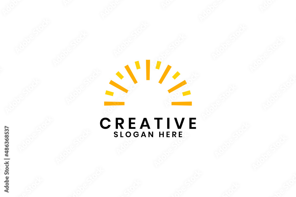 Fototapeta premium Sun Logo Design Vector . Creative Abstract Shape Orange Color sun Logo.