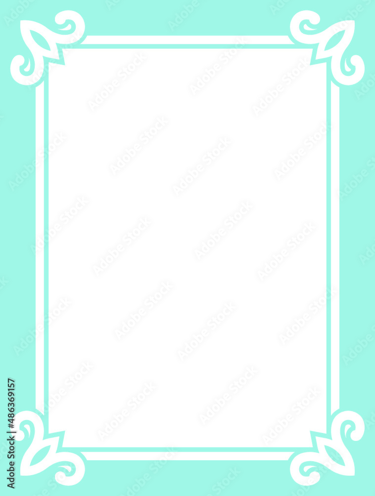 Blue border frame page. Vector background. Simple rectangular billboard, plaque, signboard or label 