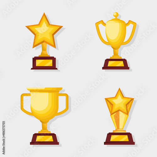 four golden awards trophies