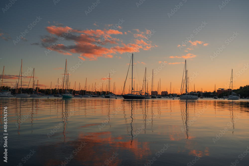 sunset at the marina beautiful sky clouds boats miami nature ocean 