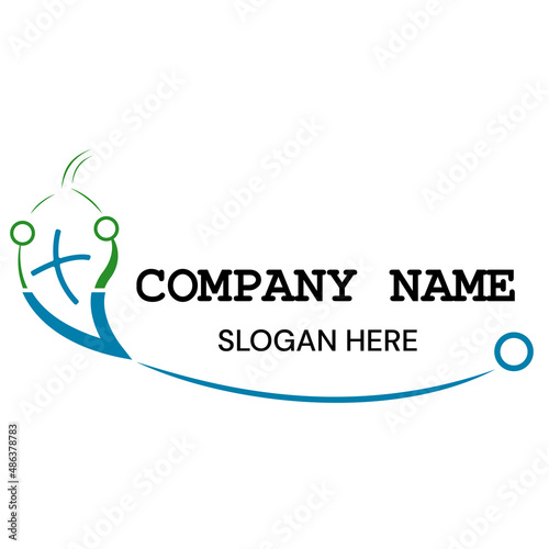 Abstract template illustration of medical device logo design with stethoscope and leaves