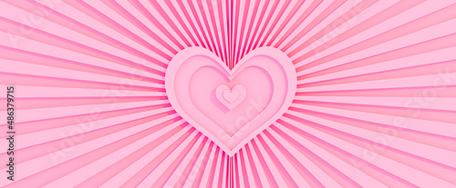 3d rendered origami pink heart for background, presentation, branding,post,advertising.