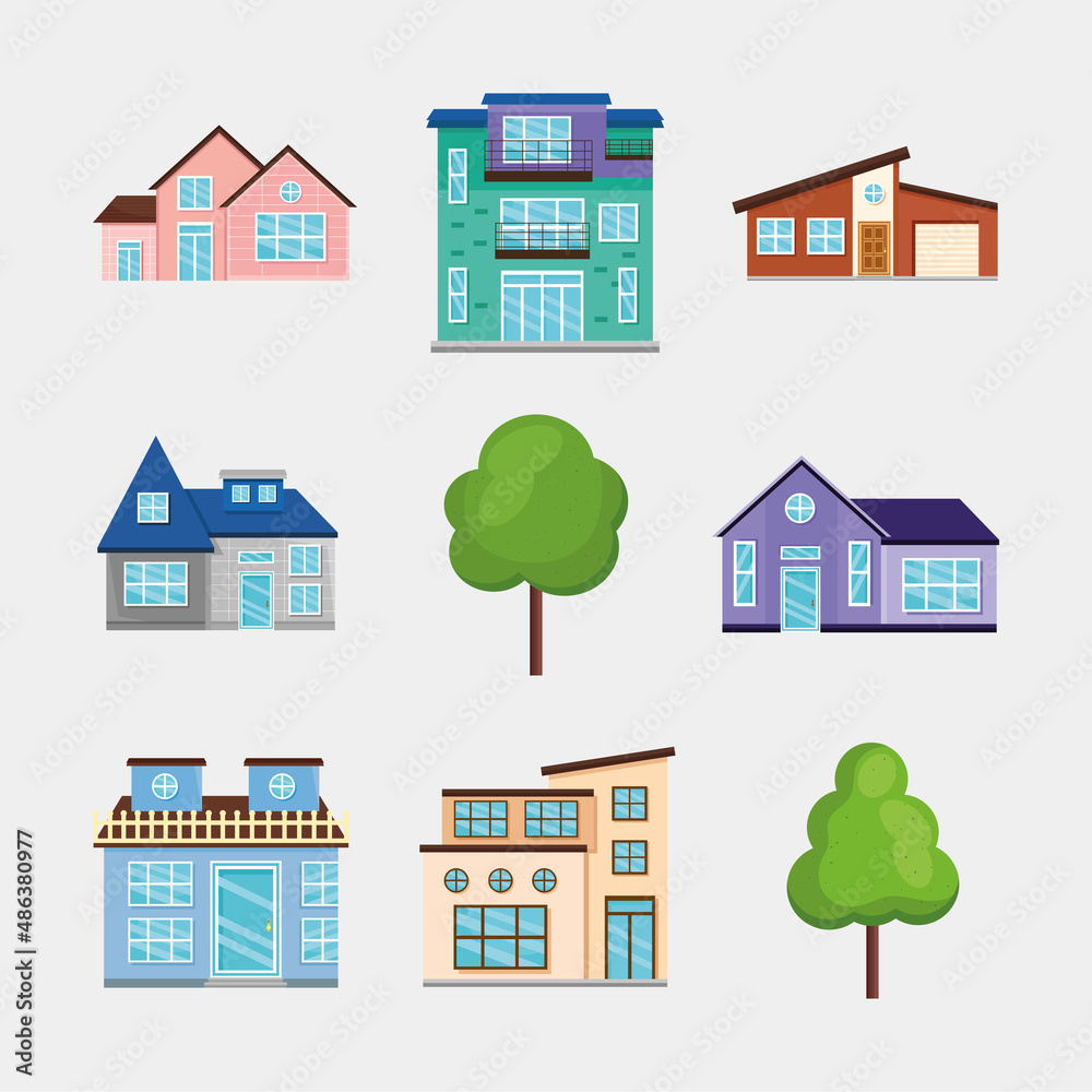 Fototapeta premium seven dream houses icons