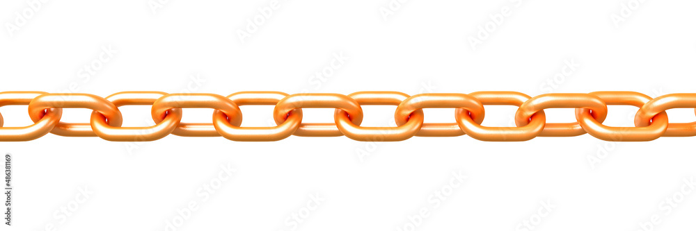 3d model of golden chain isolated on white background