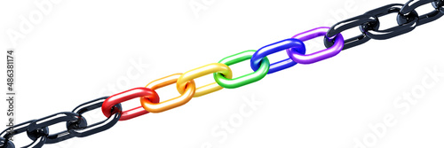 Rainbow chain 3d model isolated on white background