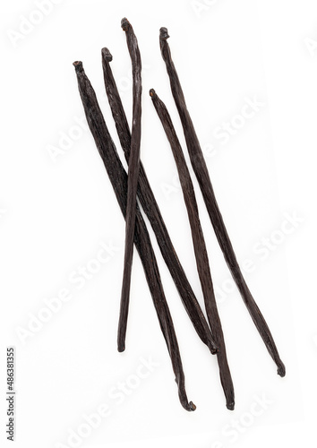 Dried Vanilla sticks isolated on white backgrounds.
