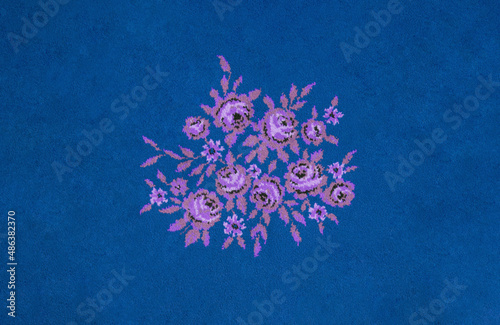 Blue Carpet Texture, abstract floral ornament