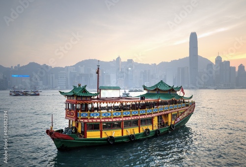 A Ferry in Victoria Harbour, Hong Kong. photo