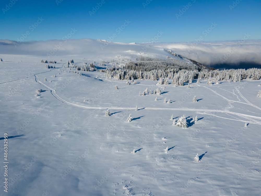 Aerial Winter view of Vitosha Mountain, Bulgaria