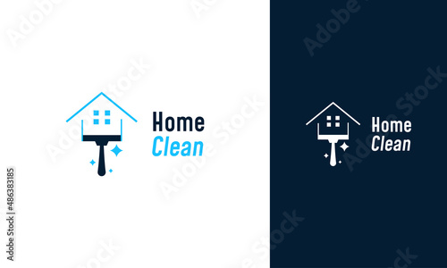 Glass cleaning with house and window concept. Cleaning service symbol