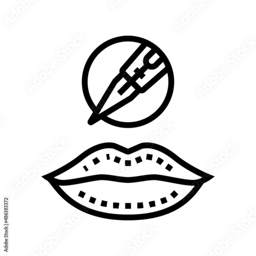 lip tattoo line icon vector. lip tattoo sign. isolated contour symbol black illustration