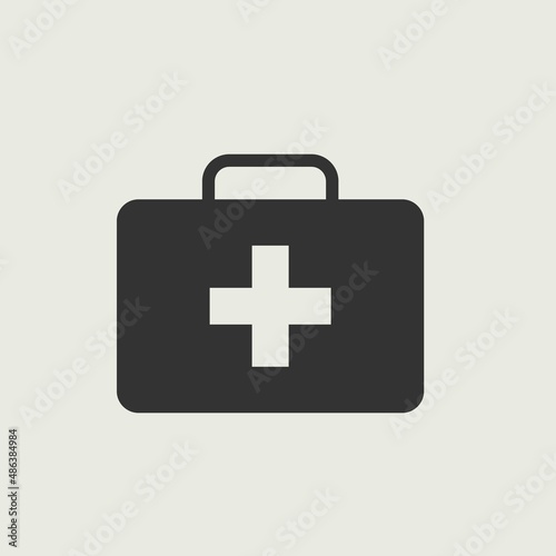 First aid kit box vector icon illustration sign