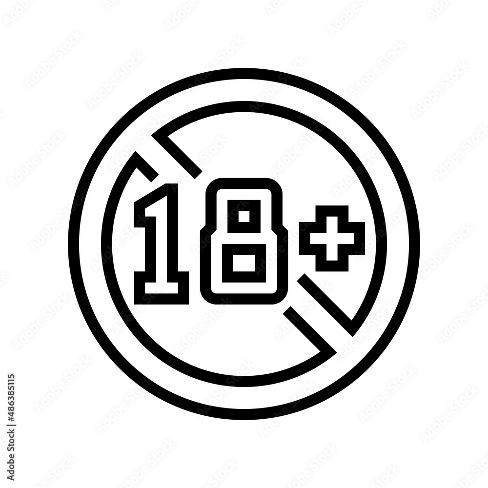 18 age restriction line icon vector. 18 age restriction sign. isolated contour symbol black illustration 18 age restriction line icon vector. 18 age restriction sign. isolated contour symbol black illustration