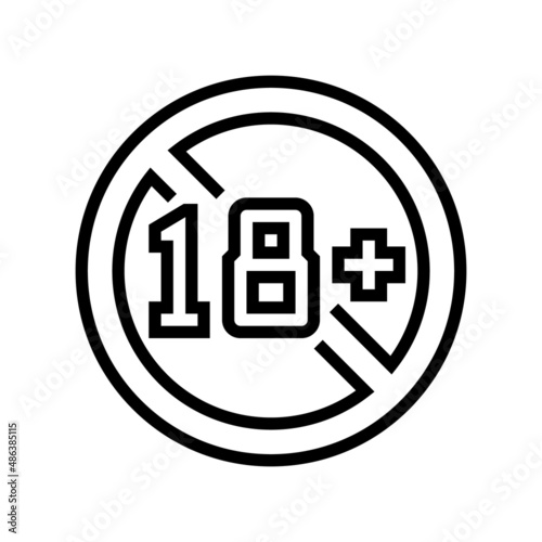 18 age restriction line icon vector. 18 age restriction sign. isolated contour symbol black illustration