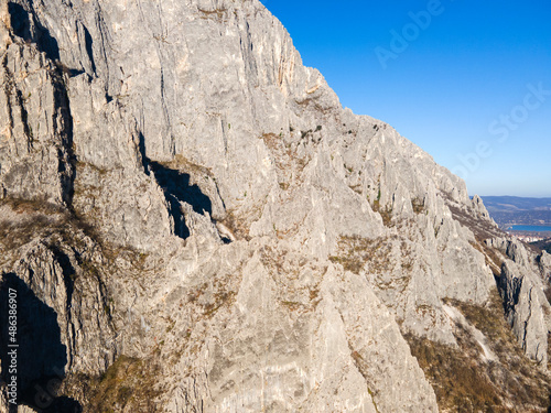 Aerial Autumn view of Balkan Mountains and Vratsata pass, Bulgaria