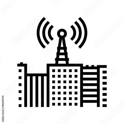 analog transmitter line icon vector. analog transmitter sign. isolated contour symbol black illustration