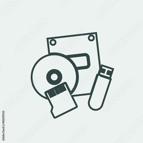 Storage devices vector icon illustration sign