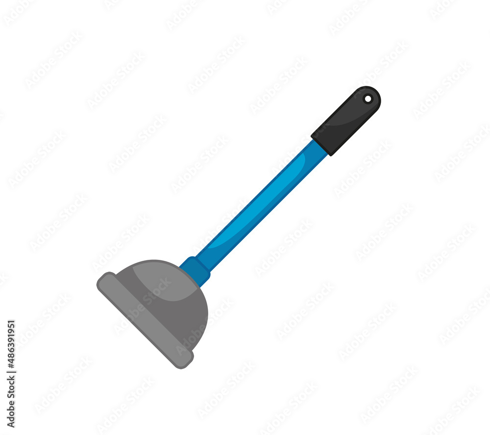 Plunger cartoon with a blue handle. Cleaning equipment. Vector illustration in cartoon childish style with outline. Isolated funny clipart. cute print. Plunger cartoon with a blue handle. Cleaning equipment. Vector illustration in cartoon childish style with outline. Isolated funny clipart. cute print.