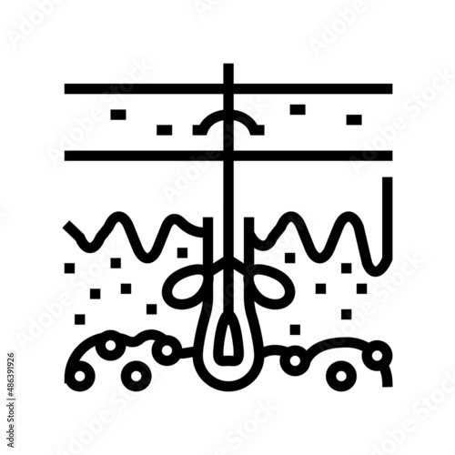 sebum skin production line icon vector. sebum skin production sign. isolated contour symbol black illustration