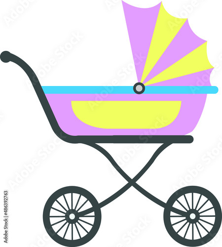 Vector of a colorful baby carriage