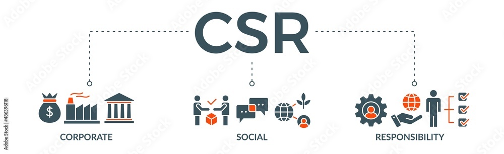 CSR Banner web icon vector illustration for business and organization, Corporate social responsibility and giving back to the community