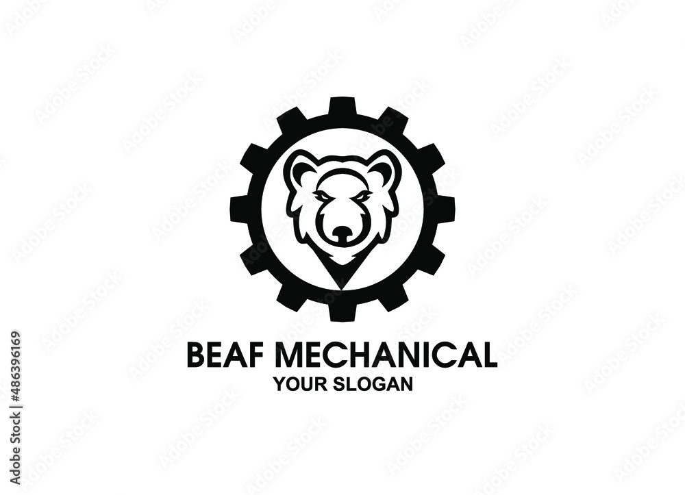 Beaf mechanical logo design and business Vector Beaf mechanical logo design and business Vector