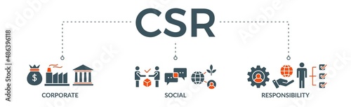 CSR Banner web icon vector illustration for business and organization, Corporate social responsibility and giving back to the community