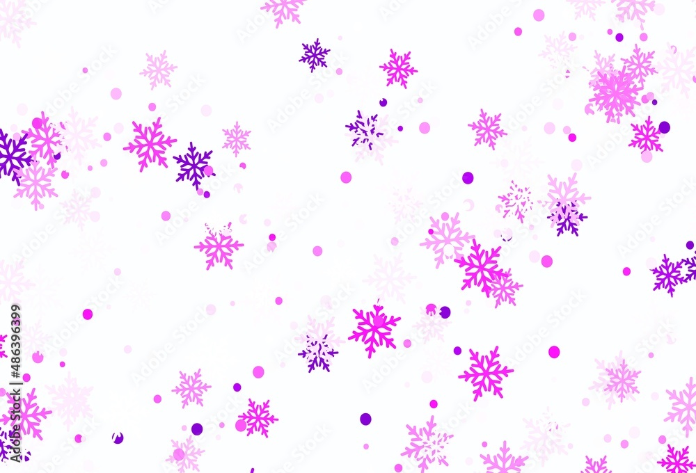 Light Pink vector layout with bright snowflakes.