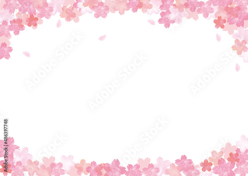 桜の花の水彩風手描きフレーム © 詩織