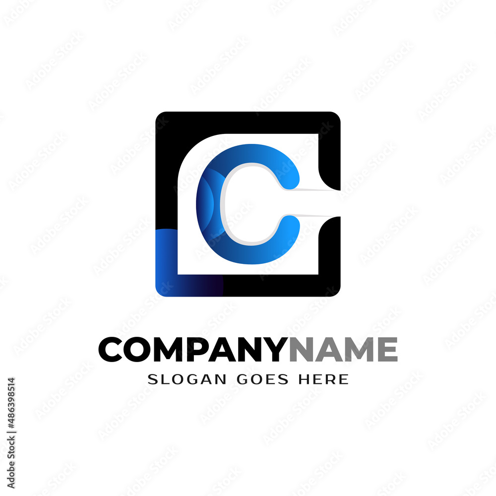 Letter C logo icon design template elements in square. Gradient, simple, colorful. Letter C logo icon design template elements in square. Gradient, simple, colorful.