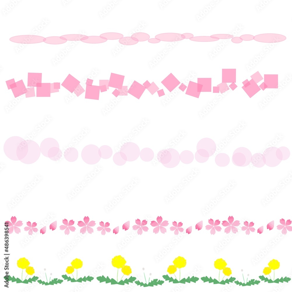 春色　罫線　たんぽぽ　桜の花