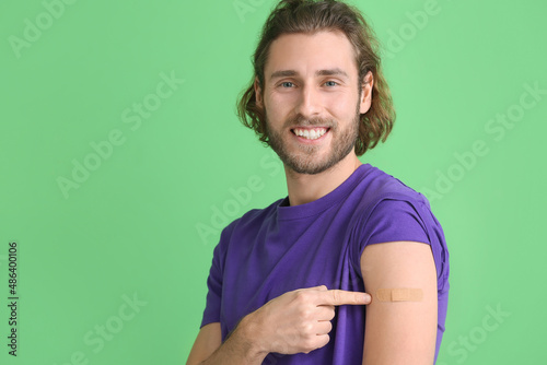 Young man with applied medi...