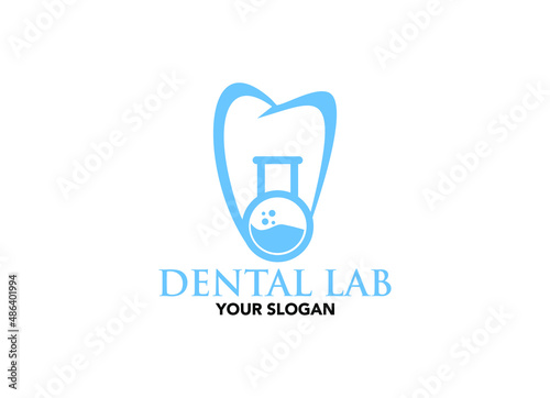 dental laboratory modern line art logo design Vector