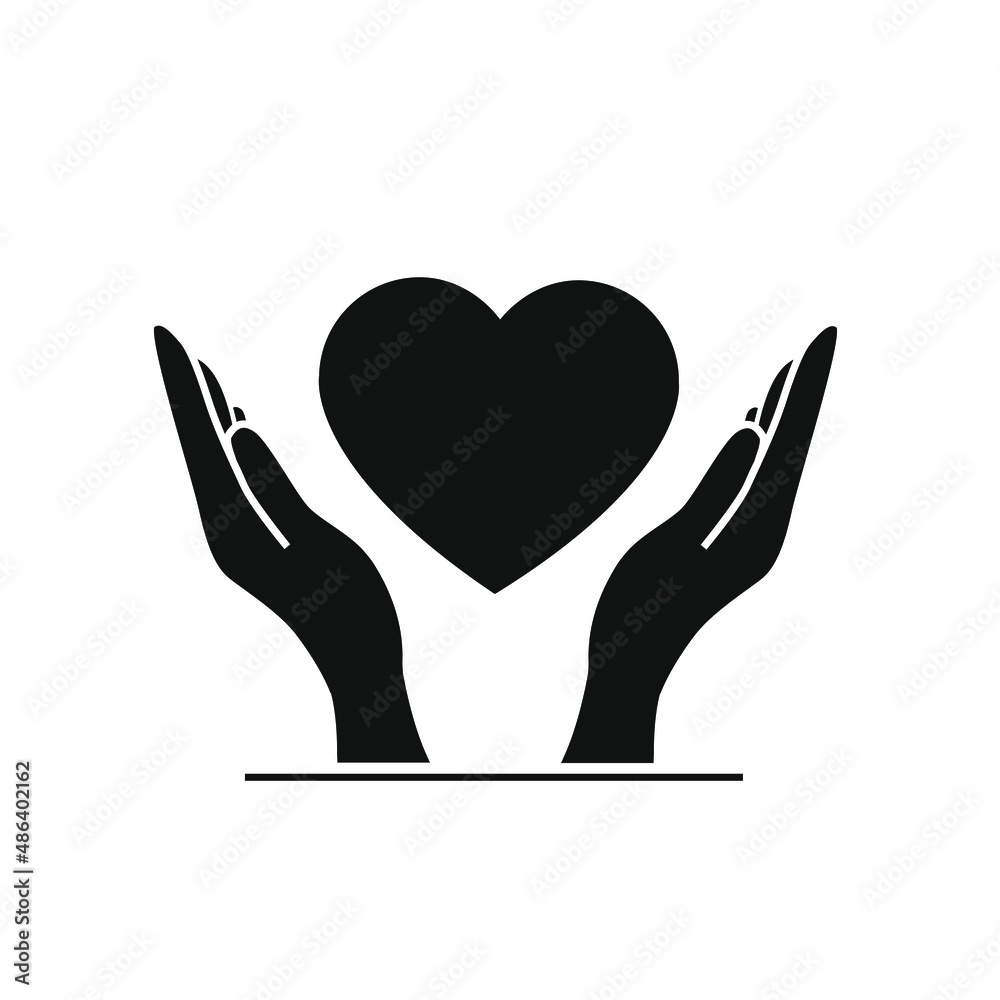 Simple vector illustration of hand holding heart icon for St. Valentines Day. Simple vector illustration of hand holding heart icon for St. Valentines Day.