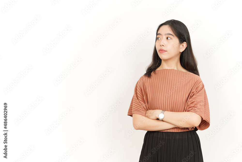 Folding Arms and Serious Face Of Beautiful Asian Woman Isolated On White Background Folding Arms and Serious Face Of Beautiful Asian Woman Isolated On White Background