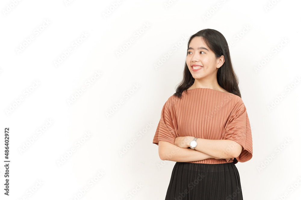 Folding arms and smile Of Beautiful Asian Woman Isolated On White Background Folding arms and smile Of Beautiful Asian Woman Isolated On White Background
